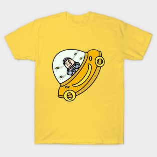 Cartoon boy flying space ship T-Shirt